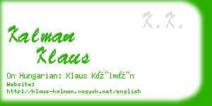 kalman klaus business card